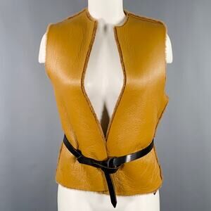 DIEGO BINETTI Size M Tan Leather Sheepskin Vest